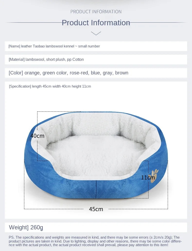 Cashmere Warming Pet Dog Bed