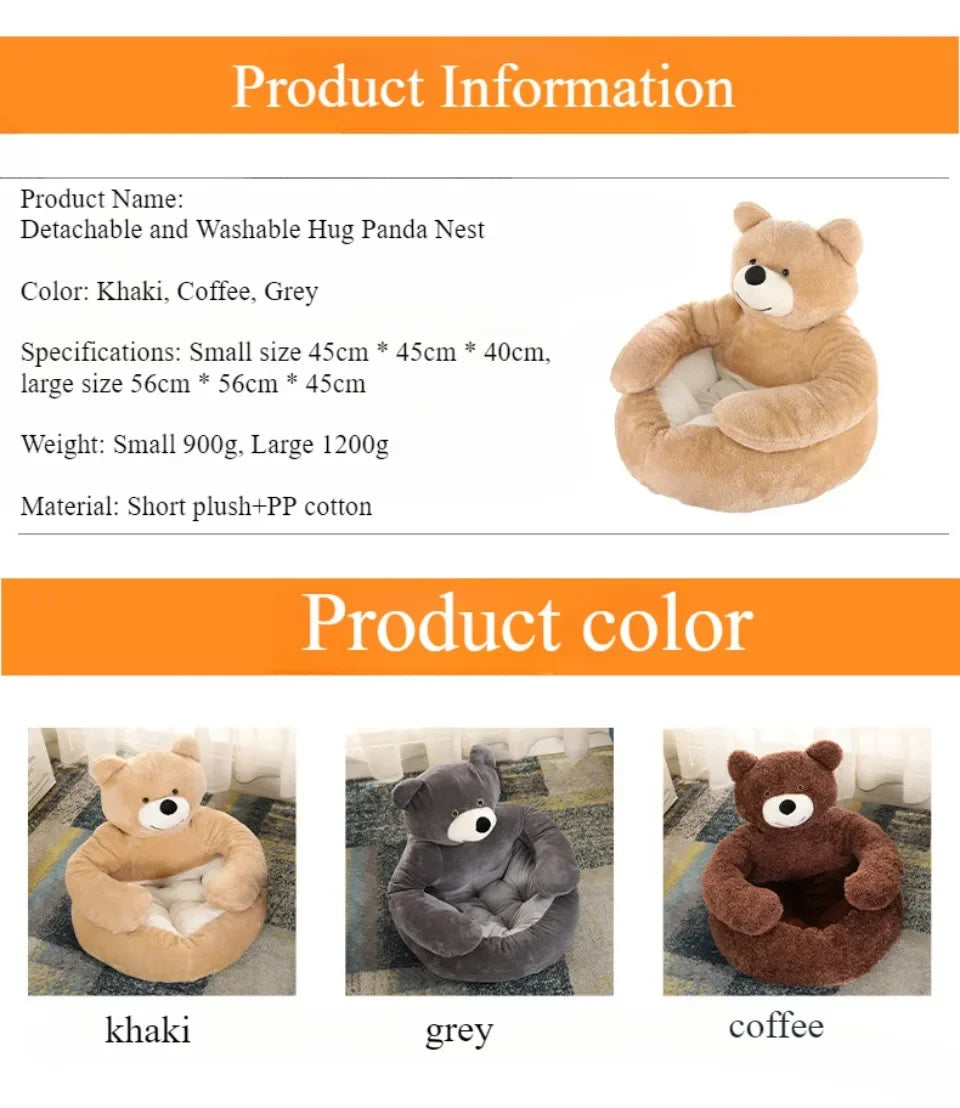 Semi-Enclosed Bear Pet Bed Ultra Soft Dog