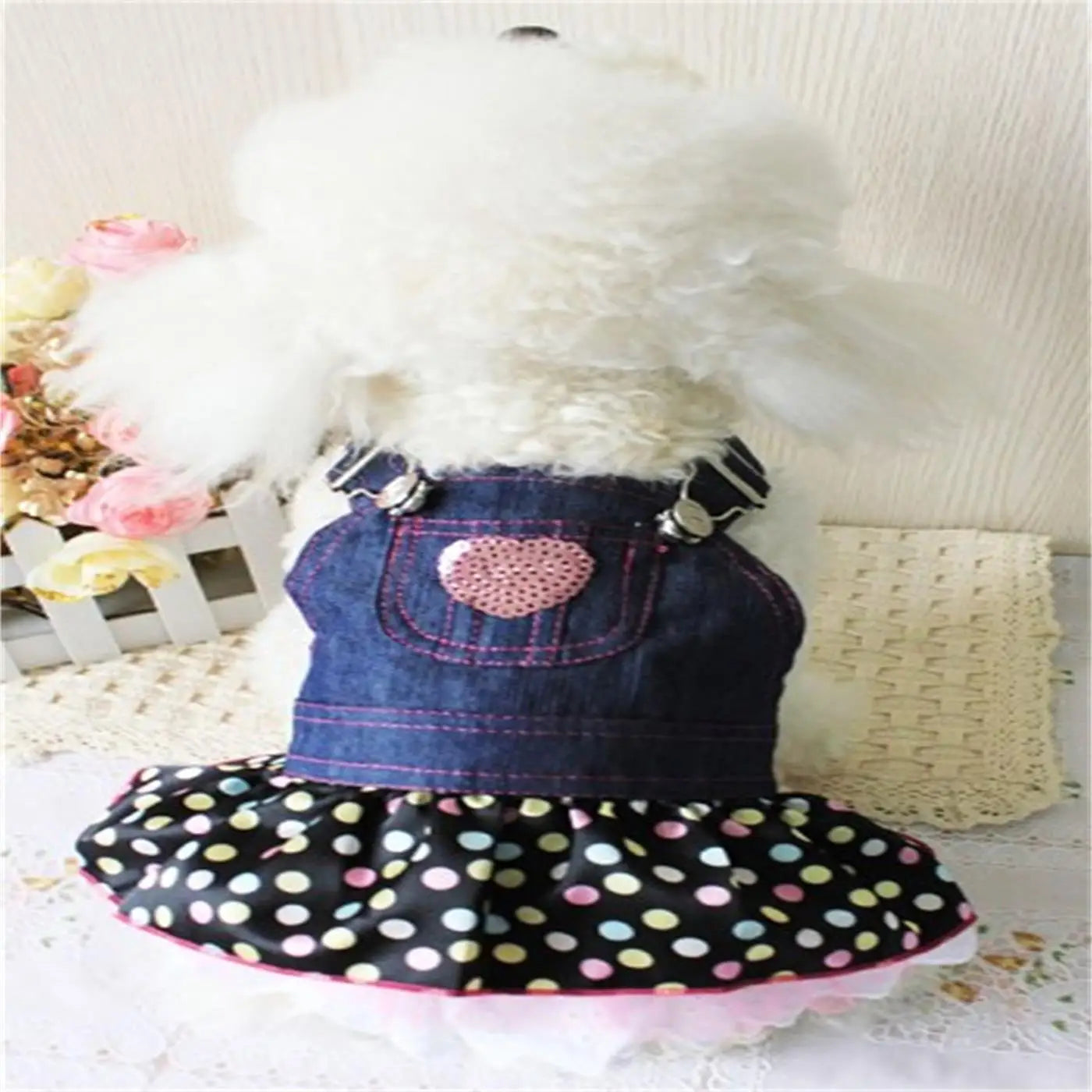 Denim Dot Dog Dress