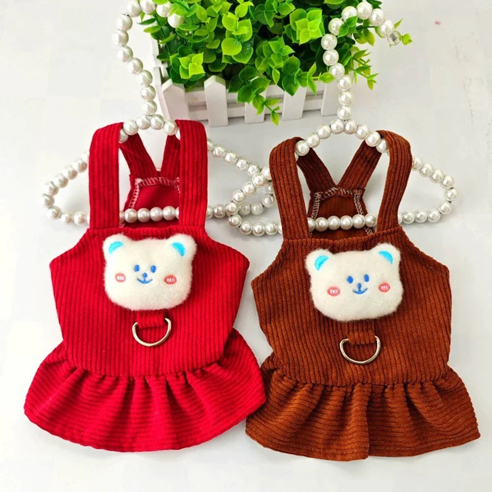 Corduroy Vest Small Dog Puppy Skirt