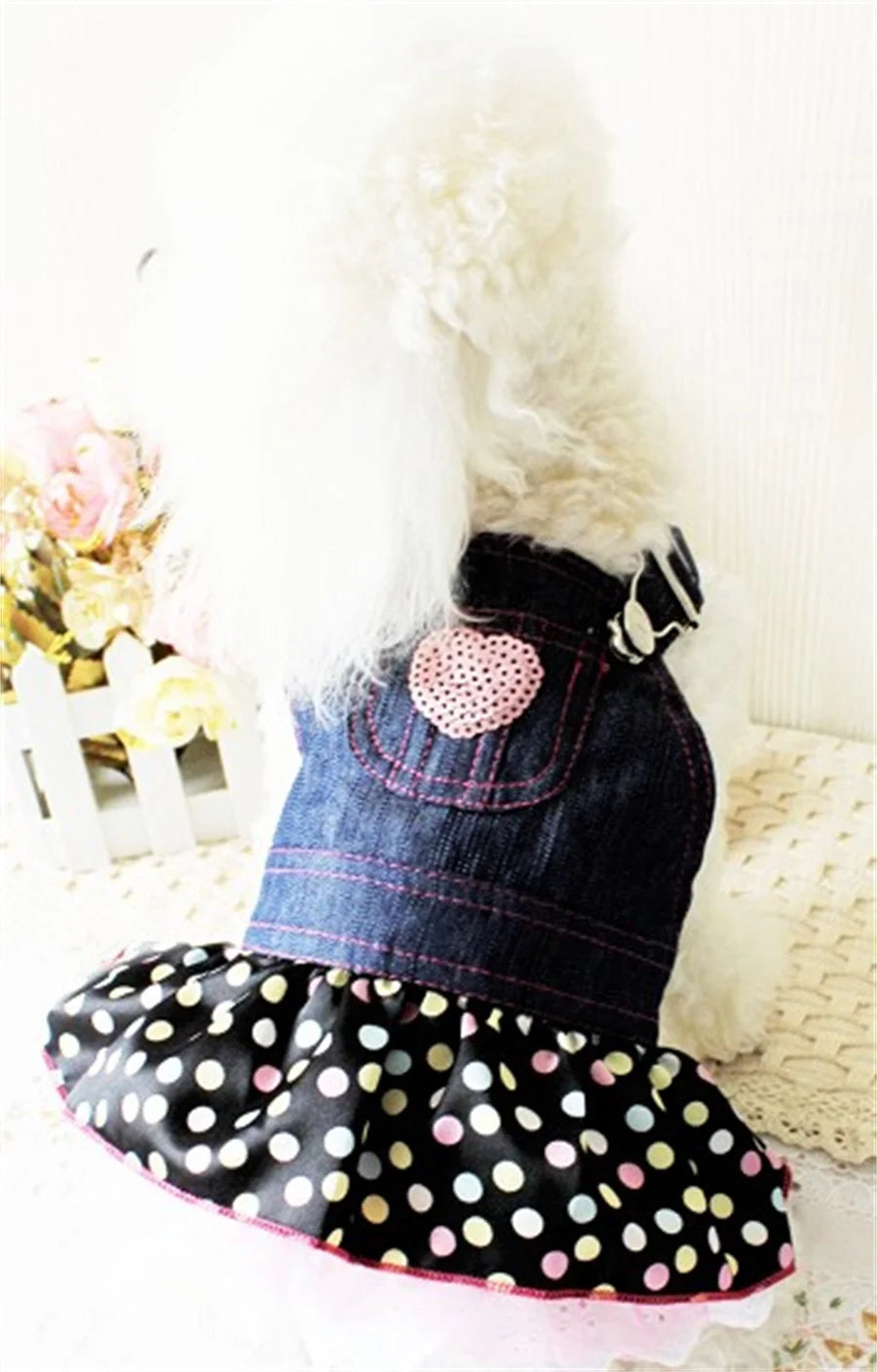 Denim Dot Dog Dress