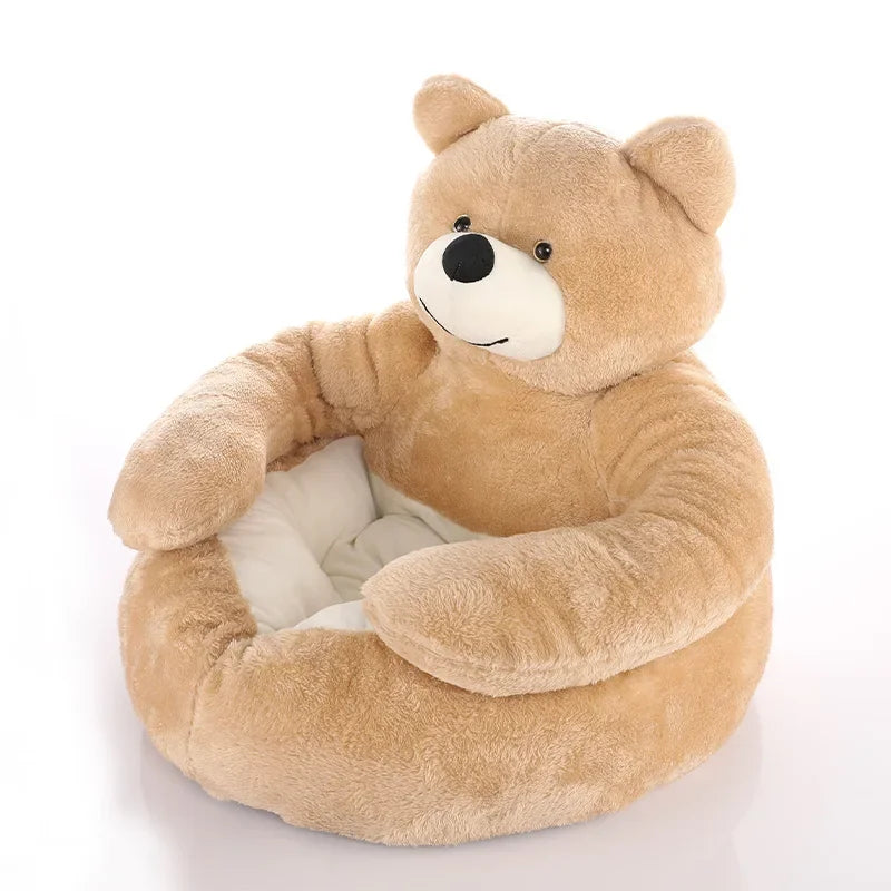 Semi-Enclosed Bear Pet Bed Ultra Soft Dog