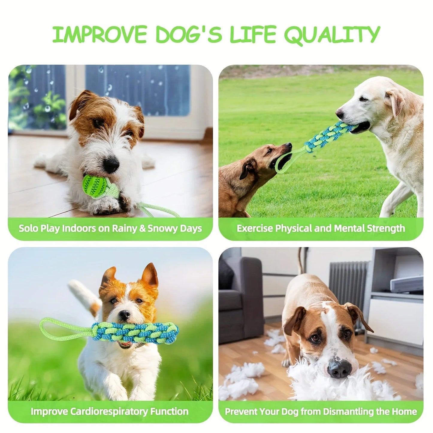 3Pcs Pet Interactive Cotton Rope and Ball Dogs Teeth Cleaning Chew