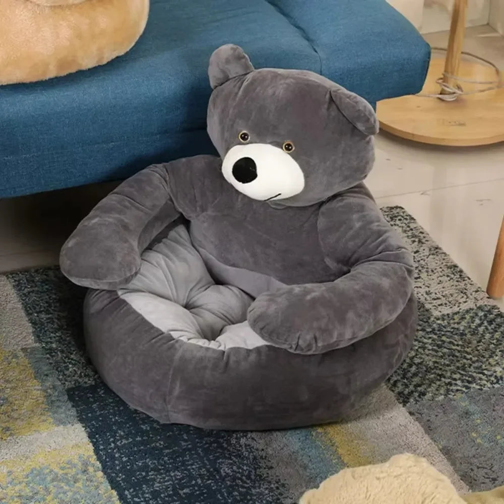 Semi-Enclosed Bear Pet Bed Ultra Soft Dog