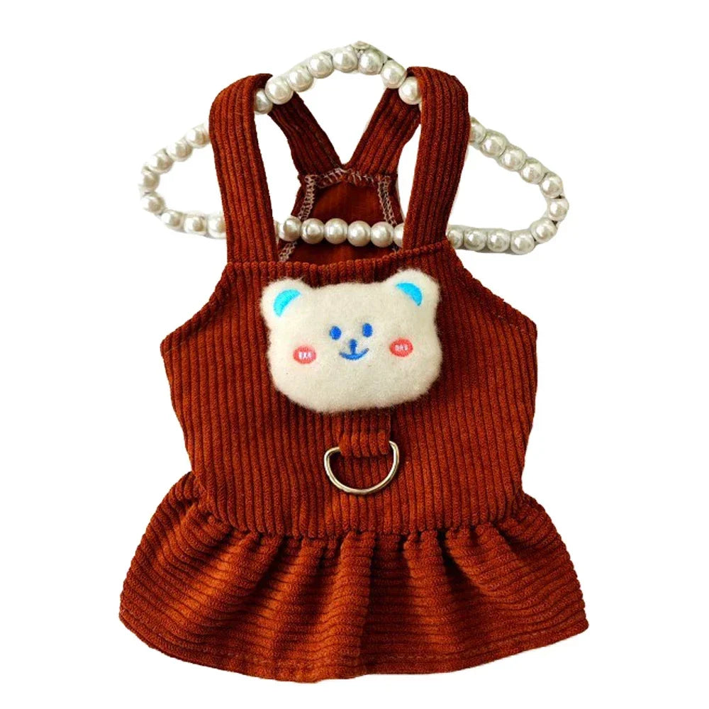 Corduroy Vest Small Dog Puppy Skirt