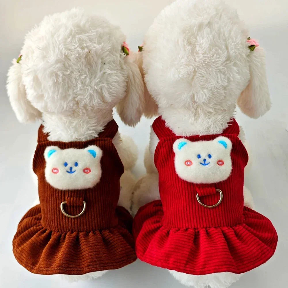 Corduroy Vest Small Dog Puppy Skirt
