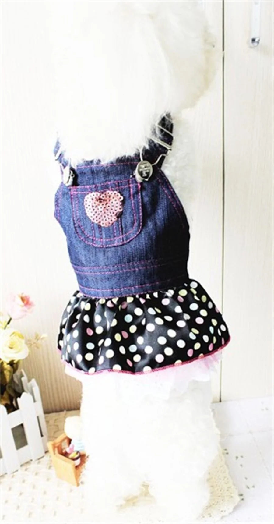 Denim Dot Dog Dress