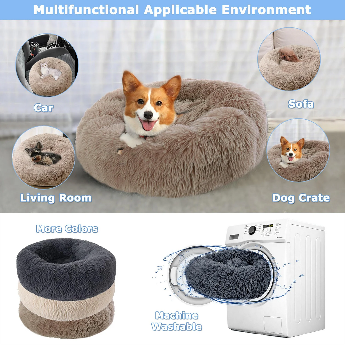 40-90cm Round Pet Bed for Large Dog