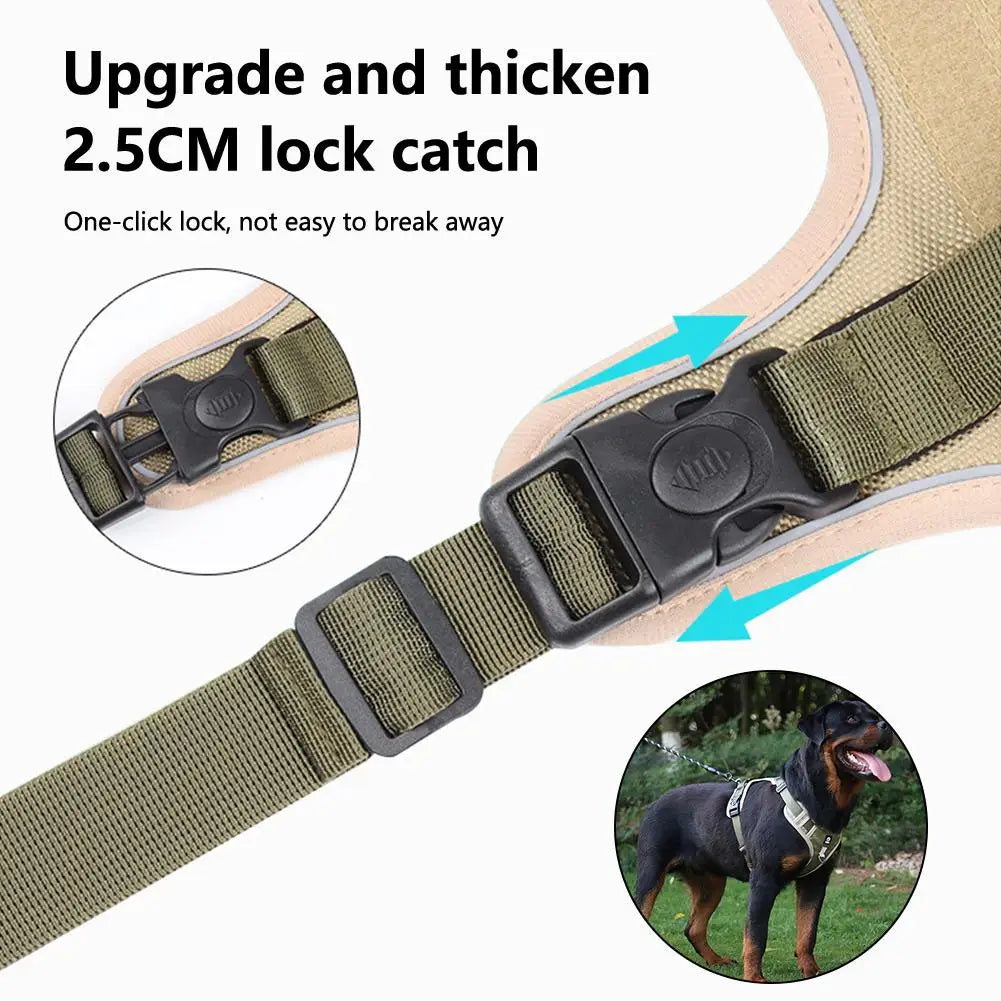 Pet Collar Labrador Army Reflective Adjustable Harness