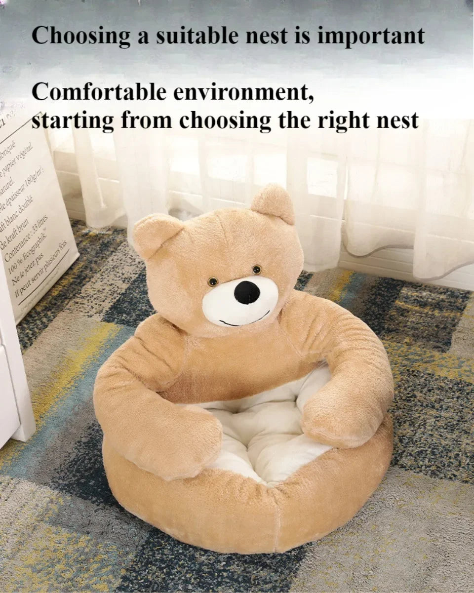 Semi-Enclosed Bear Pet Bed Ultra Soft Dog