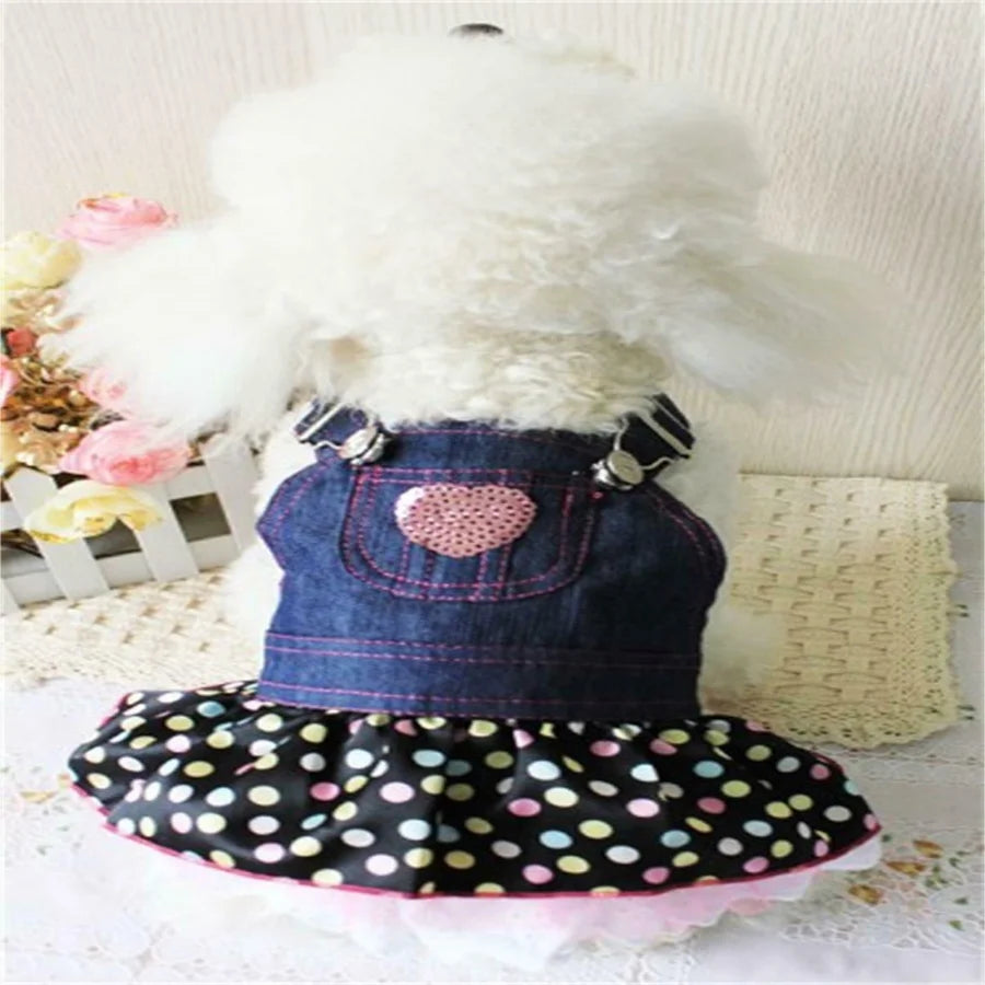Denim Dot Dog Dress