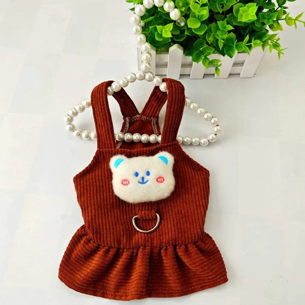 Corduroy Vest Small Dog Puppy Skirt