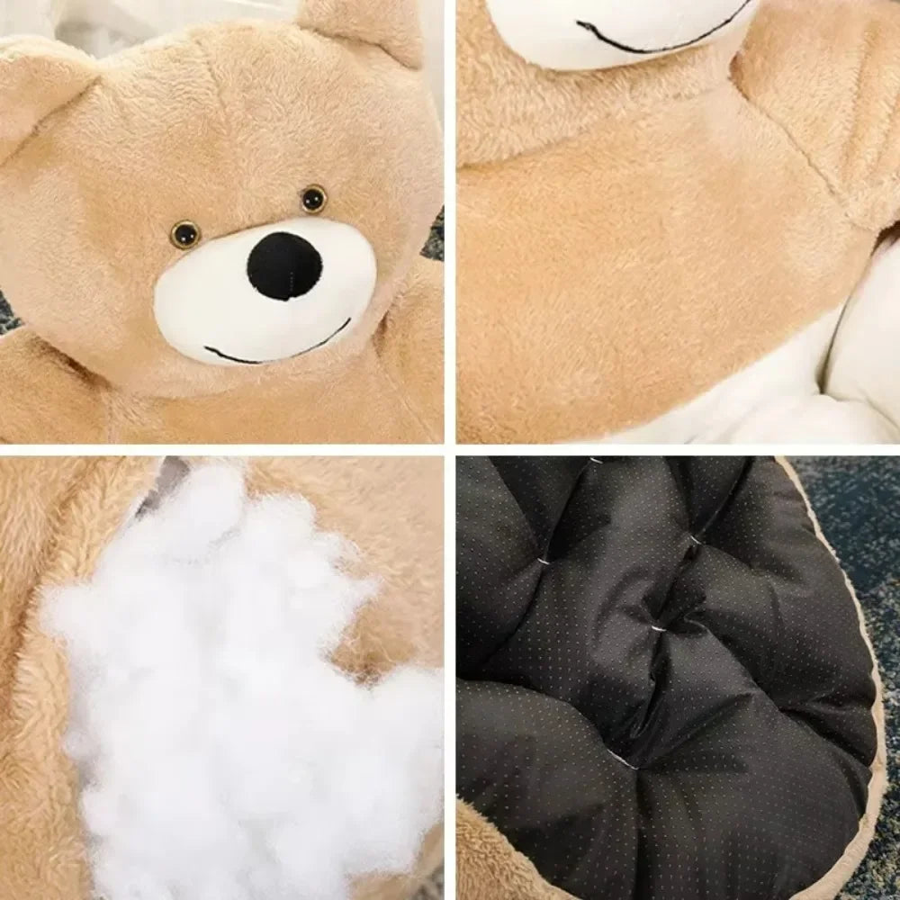 Semi-Enclosed Bear Pet Bed Ultra Soft Dog