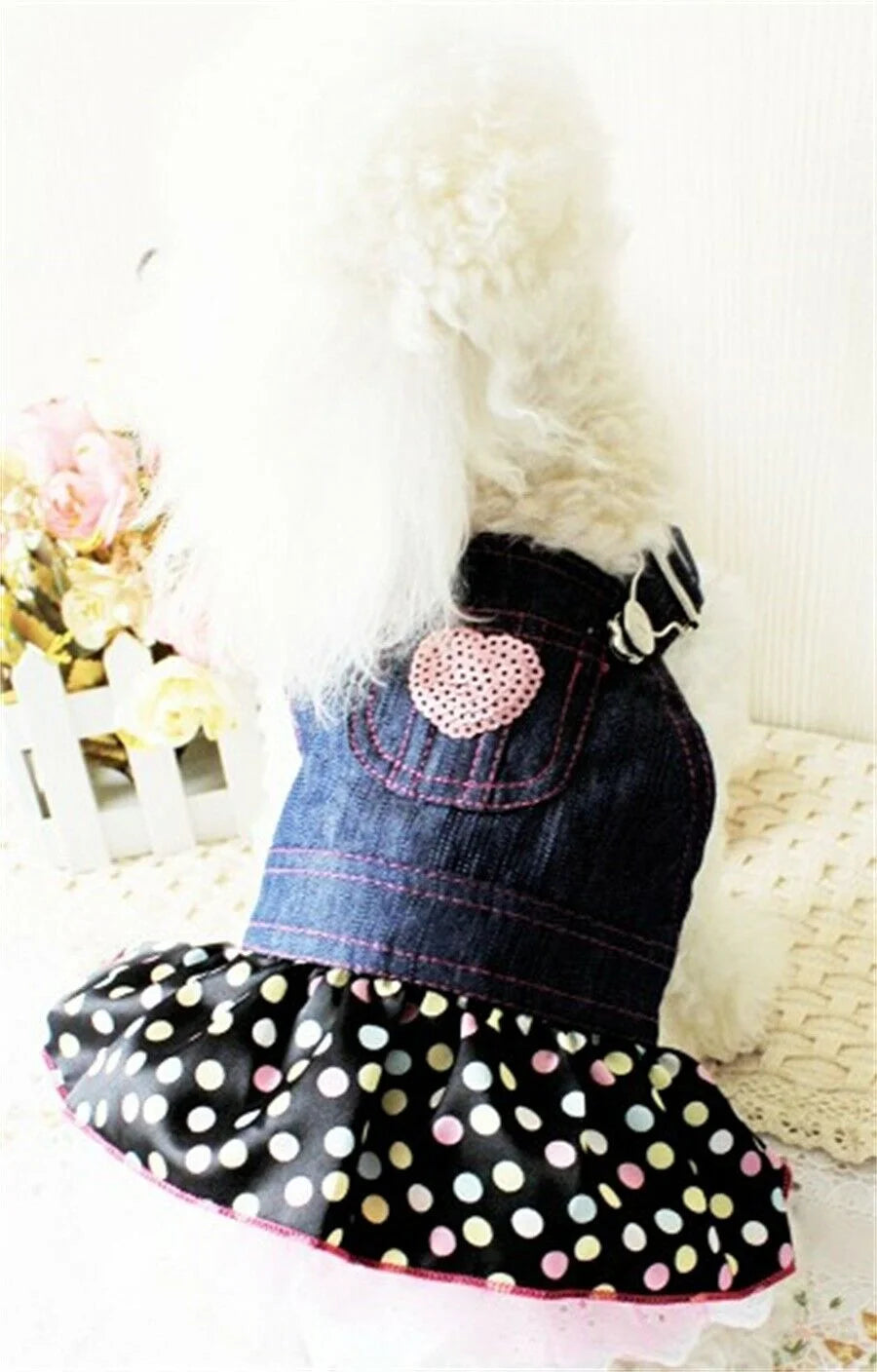 Denim Dot Dog Dress