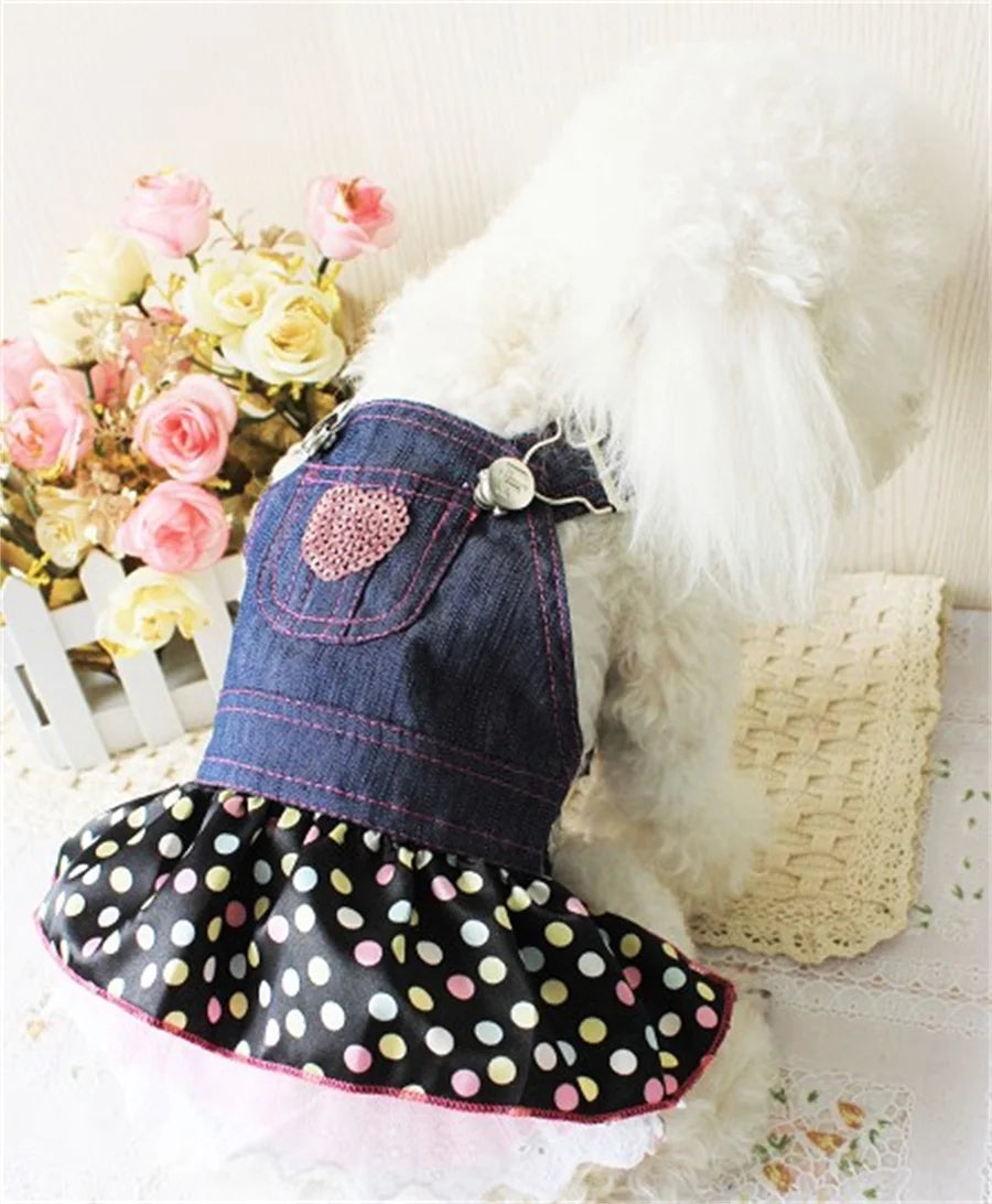 Denim Dot Dog Dress