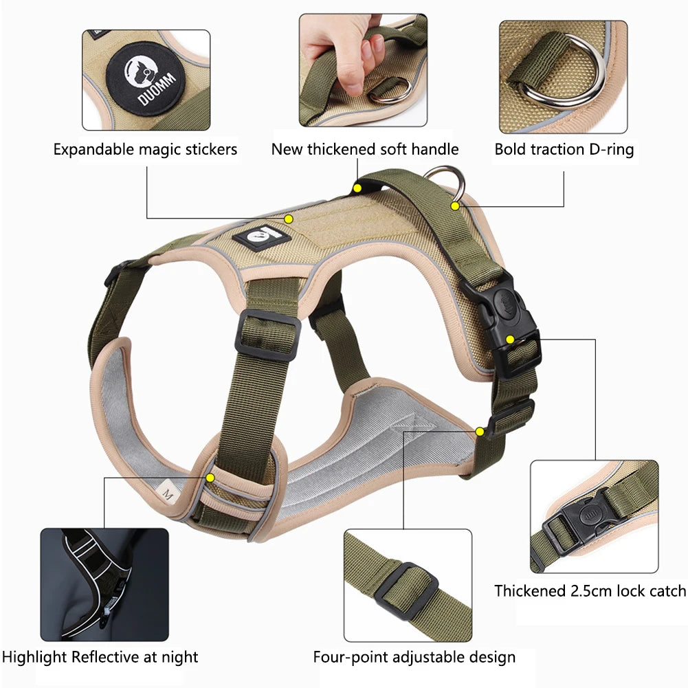 Pet Collar Labrador Army Reflective Adjustable Harness
