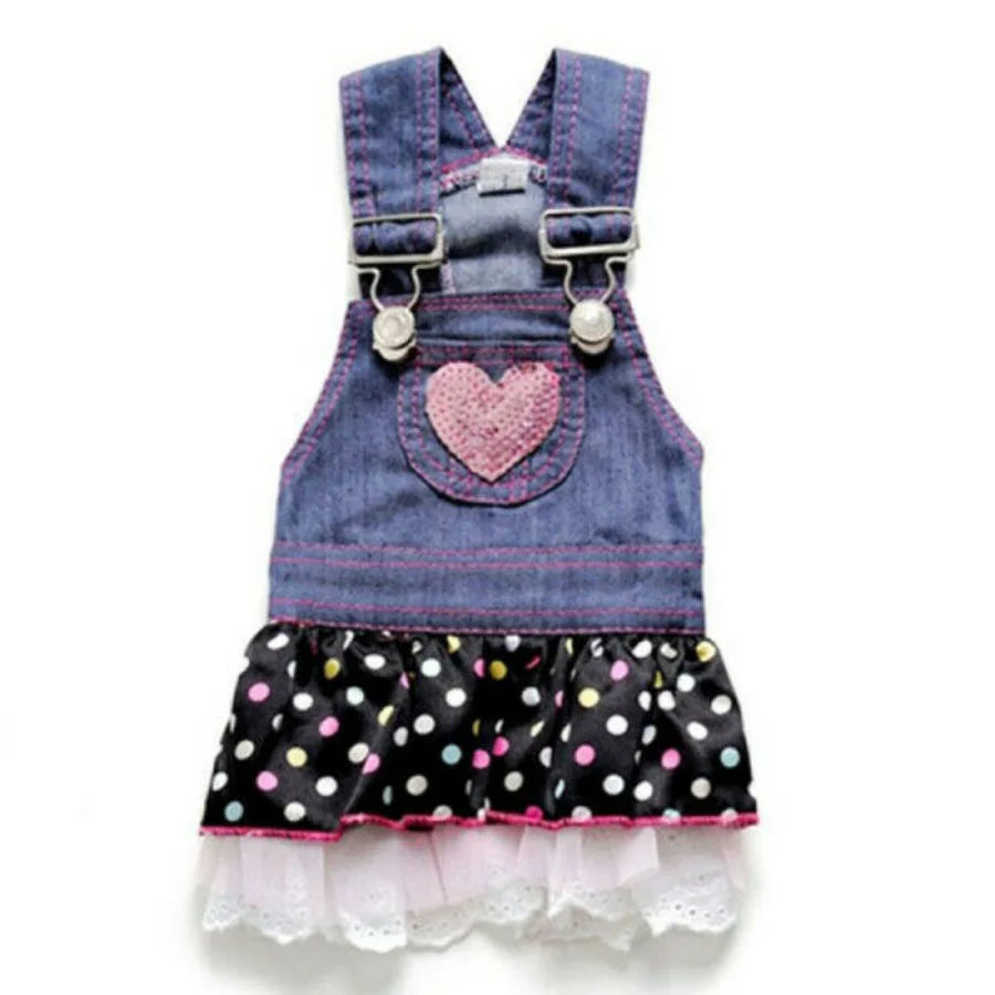 Denim Dot Dog Dress