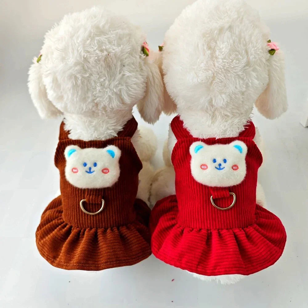 Corduroy Vest Small Dog Puppy Skirt