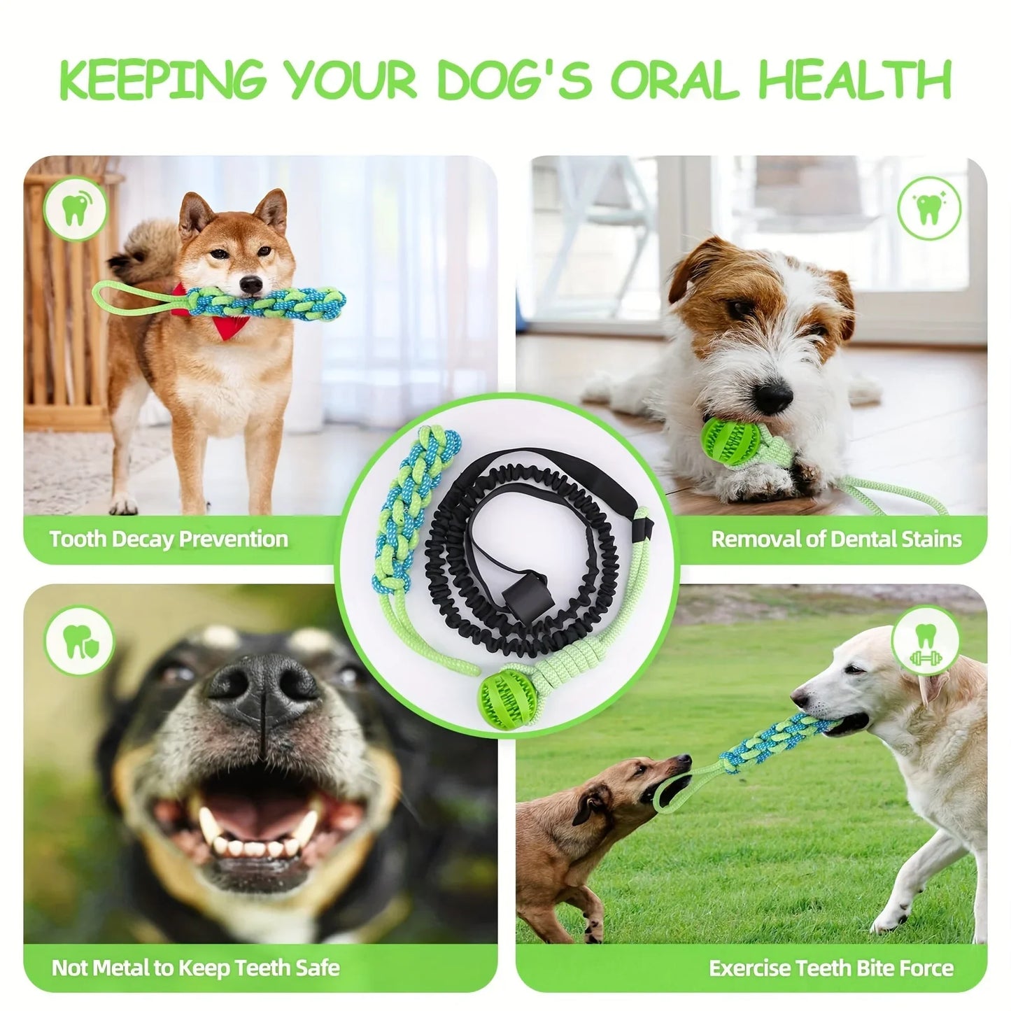 3Pcs Pet Interactive Cotton Rope and Ball Dogs Teeth Cleaning Chew