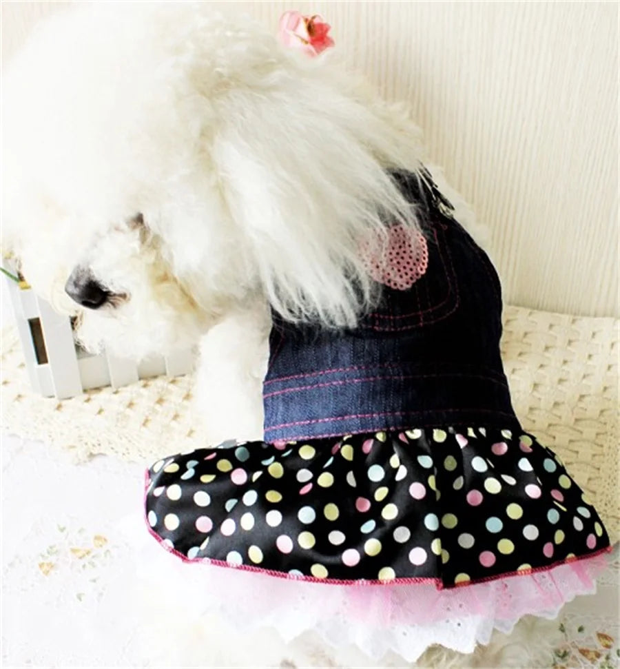 Denim Dot Dog Dress