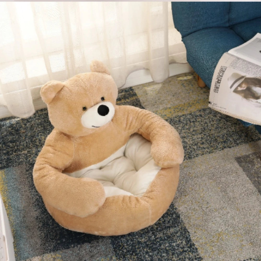 Semi-Enclosed Bear Pet Bed Ultra Soft Dog