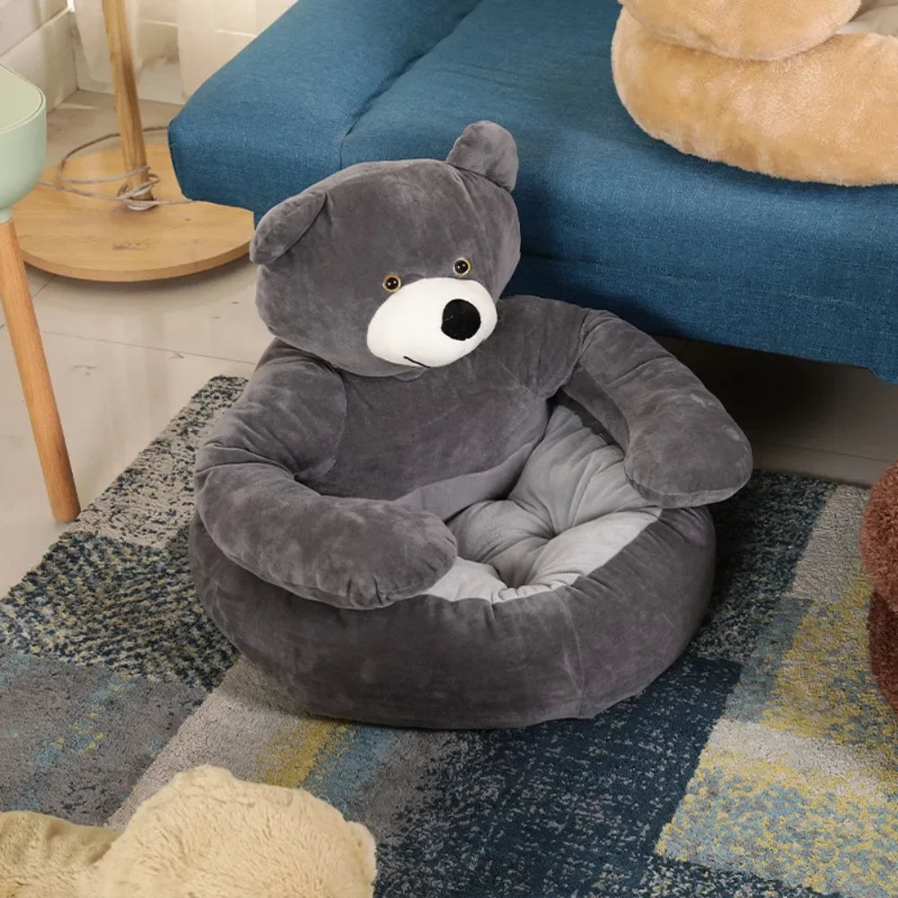 Semi-Enclosed Bear Pet Bed Ultra Soft Dog