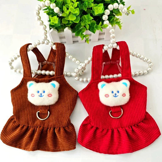 Corduroy Vest Small Dog Puppy Skirt
