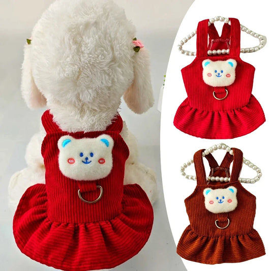 Corduroy Vest Small Dog Puppy Skirt
